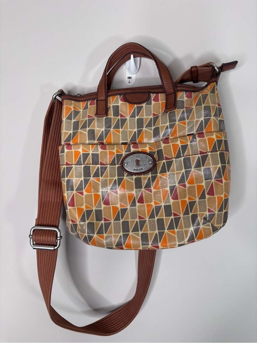 Fossil Calypso KeyPer Crossbody Purse Coated Canvas